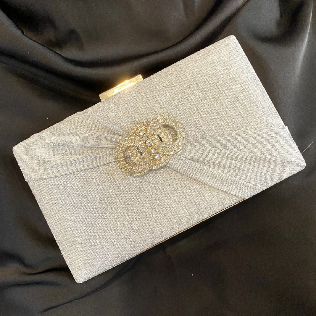Rhinestone Button-filled Clutch Bag