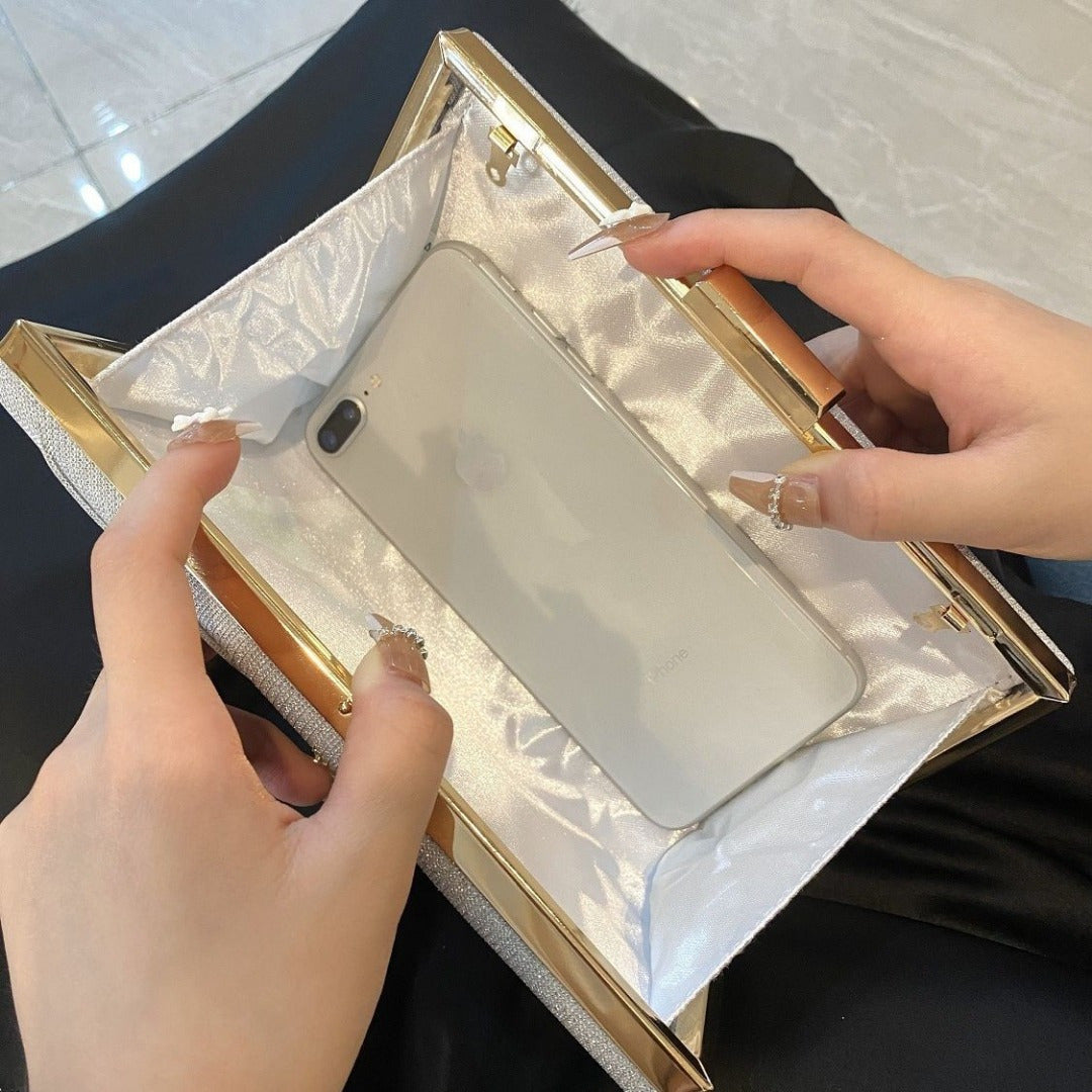 Rhinestone Button-filled Clutch Bag