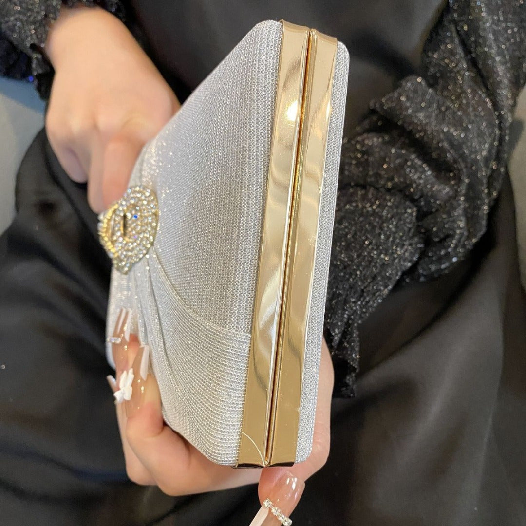 Rhinestone Button-filled  Clutch Bag