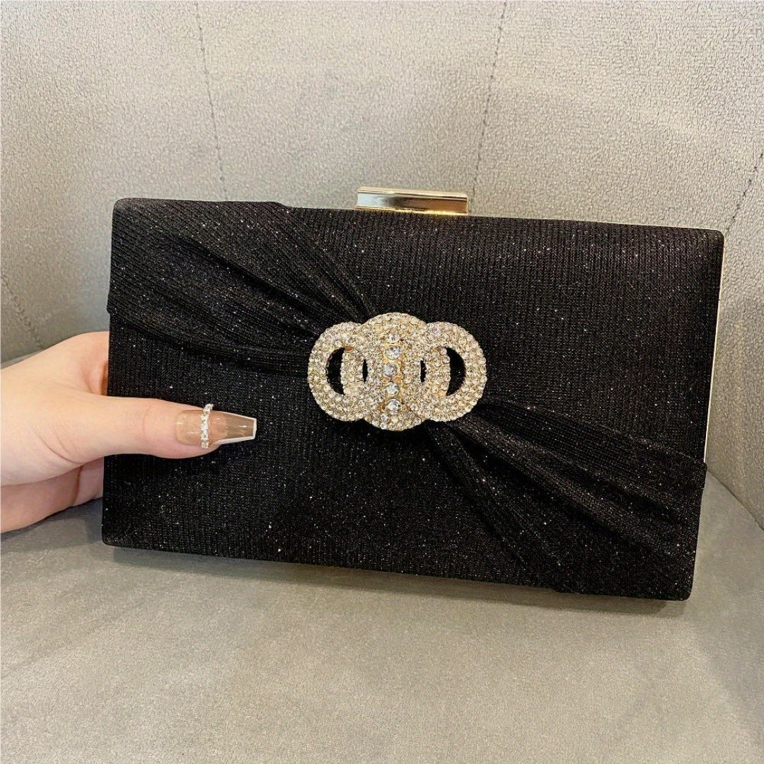 Rhinestone Button-filled  Clutch Bag