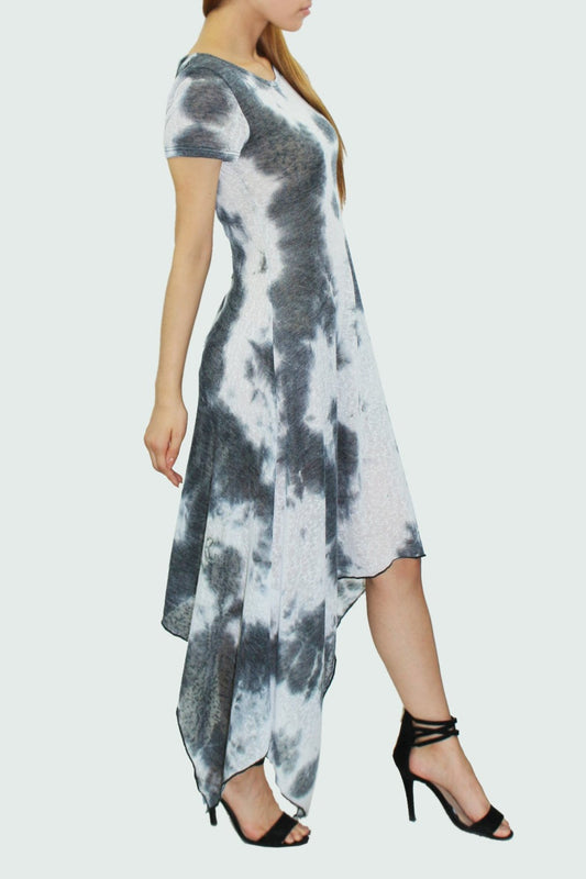 Short sleeve tie dye print dress